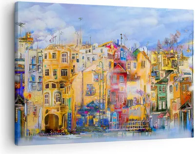 Produktbild von Bild auf Leinwand - Leinwandbild - Altstadt Mietshaus - 70x50cm - Wand Bild - Wanddeko - Wandbilder - Leinwanddruck - Bilder - Kunstdruck - Wanddekoration - Leinwand bilder - Wandkunst - AA70x50-3419