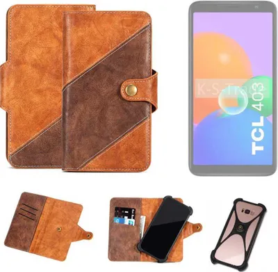 Produktbild von K-S-Trade Handyhülle Schutzhülle Bookstyle Case Wallet-Case kompatibel mit TCL 403 Cover Klapphülle Kantenschutz Smartphone dunkelbraun braun 1x
