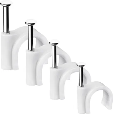 Produktbild von Kabelschelle Nagelschellen,400 stück Kabelhalter Mit Eingestecktem Nagel Halterungen Kabelbefestigung Für Starkstromkabel 4 Weiß Größen 4 mm, 6 mm, 8 mm, 10 mm Steckdosenleiste Wandmontage