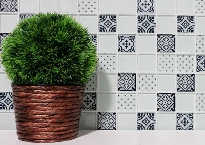 Produktbild von Handmuster Retro Vintage Mosaikfliese Transluzent weiß Glasmosaik Crystal Optik weiß MOS78B-0103_m