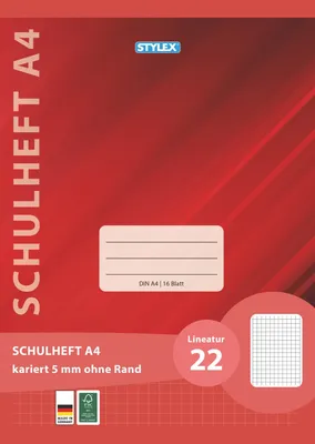 Produktbild von Schulheft DIN A4 Lineatur 22 kariert 5mm