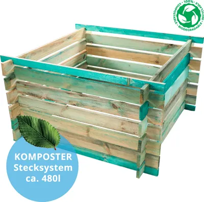 Produktbild von Komposter Holz Kompostbehälter 100x100x70 480L Kompostsilo Kompost Steckkomposter