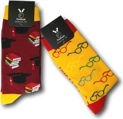 Produktbild von TwoSocks lustige  Nerd Socken 2er-Set  - Brillen Socken Geschenk Studium Geschenk    Einheitsgröße Größe 36-45