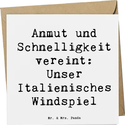 Produktbild von Mr. & Mrs. Panda Klappkarte Spruch Italienisches Windspiel - Weiß - Geschenk, liebenswert, Glückwunschkarte, Grußkarte, Hunderassen, anlasskarte, treuer Begleiter, Hunde