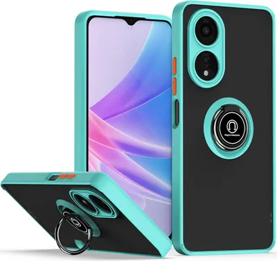 Produktbild von Hülle für Oppo A78 5G Ring Halter Ständer Matte Transluzent TPU Bumper Stoßfest Schutzhülle Hellblau
