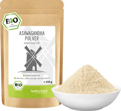 Produktbild von Ashwagandha Pulver 250 g | 100% echte Ashwagandha Wurzel aus Indien | bioKontor