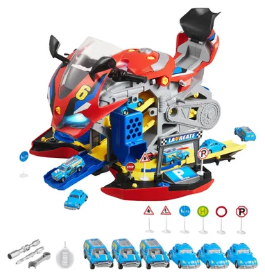 Obrázek produktu pro VEVOR hračka motorka, 25 dílů, hračka mechanika motorky s odnímatelnými díly, světly a zvuky, simulace jízdy a závodní dráhy, pro děti od 3 let, červená barva
