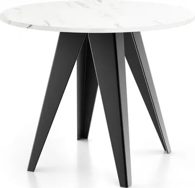 Produktbild von Esstisch Glory im Industriestil - Moderner, Runder Tisch in Weißer Marmoroptik - Ausziehbar von 90 cm bis 130 cm, mit Pulverbeschichteten Metallbeinen, Tisch für Kleine Küche - Marmor Weiß