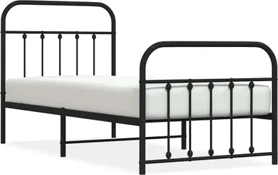 Produktbild von vidaXL Bettgestell mit Kopf- und Fußteil Metall Schwarz 90x190 cm