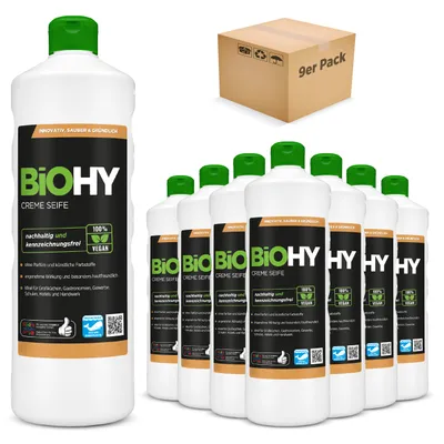 Produktbild von BiOHY Cremeseife 9x1L Handseife Waschlotion Spender Nachfüllpack