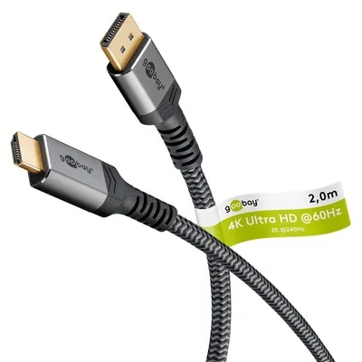 Image de Goobay 65269 Câble DisplayPort 2 m HDMI Gris