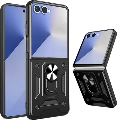 Produktbild von Outdoor Panzer Hülle für Samsung Galaxy Z Flip 7 mit Kameraschutz Ringhalter in Schwarz
