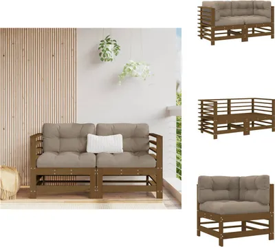 Produktbild von vidaXL Ecksofas mit Kissen 2 Stk. Honigbraun Massivholz Kiefer -  Gartensofaelemente
