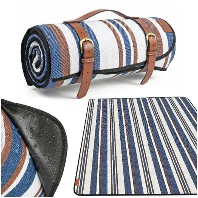Produktbild von Picknickdecke Wasserdicht Faltbare 200 x 200 cm für Strand Camping Outdoor gestreift