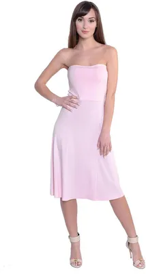 Produktbild von Damen Bandeau Bandeaukleid Sommer Kleid; Puderrosa S/M 36/38
