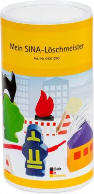 Imagen del producto de Juguete de madera, "Mein SINA-Löschmeister" (Mi bombero SINA), de colores, dimensiones 9x9 cm. Producto nuevo