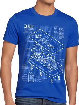 Produktbild von style3 NES Controller Blaupause Herren T-Shirt classic 8-Bit mario donkey bros kong, Größe:XXXL, Farbe:Blau