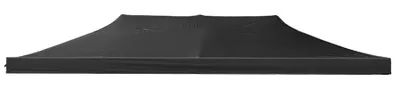 Image de Couverture supérieure pour gazebo de 3x6m. Housse de remplacement en tissu Oxford revêtu de PVC. Imperméable et résistant aux UV. Couleur noire