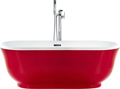 Obrázok produktu pre BELIANI Voľne stojaca vaňa červená akrylátová 170 x 77 cm oválna nadčasový dizajn moderná kúpeľňa