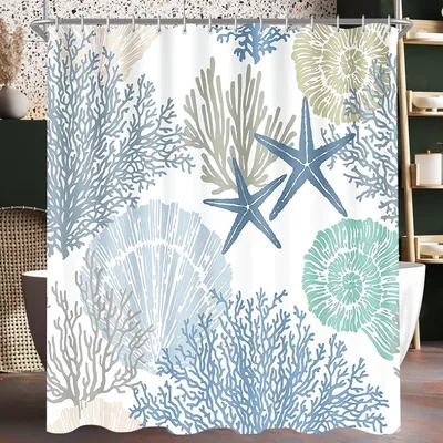 Produktbild von Duschvorhang 180x200 cm Unterwasseralgen Antischimmel Textil Wasserabweisend Waschbar Polyester 12 Ösen