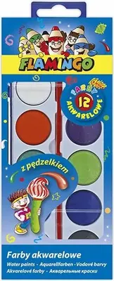 Produktbild von Aquarellfarben Set 12 Farben mit Pinsel für Kinder, Wasserfarben im Malkasten 28 mm