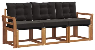 Produktbild von vidaXL Outdoor-Sofagarnitur mit Kissen 3 pcs Natürlich und Schwarz