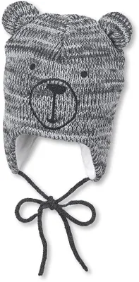 Produktbild von Kleedje für Jungen - Wollmütze mit Ohrenklappen - Süßes Bärengesicht - Ideal für kalte Winter - Für Babys geeignet - Schutz vor Wind und Kälte