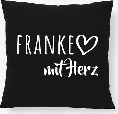 Produktbild von Huuraa Kissen Franke mit Herz 40x40cm mit Füllung Black Baumwolle Dekokissen Geschenkidee
