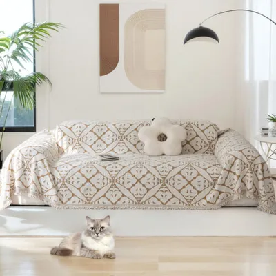 Produktbild von Sofa Überwurfdecke 1/2/3/4 Sitzer, Couch Überwurf Sofabezug Sofaüberwurf Couchdecke Sofaüberwürfe Sofa Bezug Überwurf Sofa Decke, Hellbraun, Groß-180x260cm