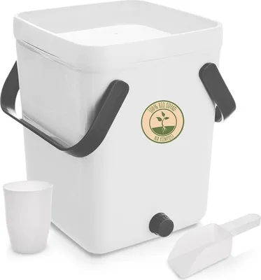 Obrázek produktu pro Orion | Kuchyňský kompostér - 10 l - s držadly - z plastu - bílý - včetně síta, odměrky a lopatky