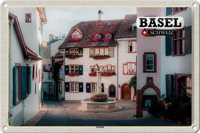Produktbild von Blechschild Reise Basel Schweiz Altstadt 30x20cm