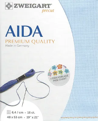 Obrázok produktu pre AIDA Zweigart predrezané 16 ct. Aida 3251 Farba 503 modrá Počítacia látka na krížikový steh 48x53cm