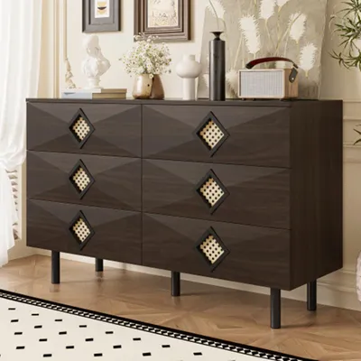 Produktbild von Sideboard mit 6-Schubladen,Kommode für Schlafzimmer & Wohnzimmerunterschrank Praktischer Stauraum & Stabilität
