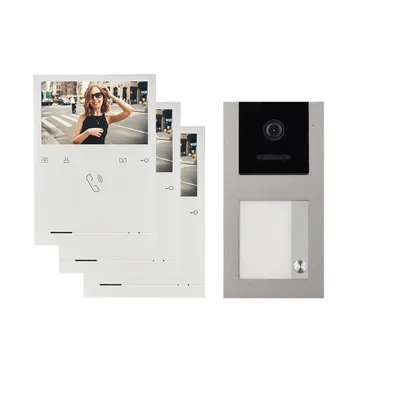 Produktbild von BALTER EVO QUICK Aufputz Video Türsprechanlage Grau Set für 1-Familienhaus 3x 4,3" Monitor