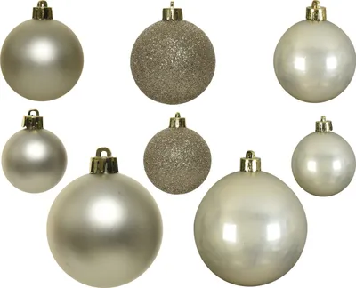 Produktbild von Weihnachtskugeln Kunststoff Mix 6-10cm perle, 26er Set
