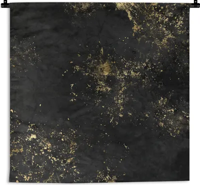 Produktbild von MuchoWow® Wandteppich Wandbehang Gold - Schwarz - Abstrakt 60x60 cm Tapisserie Dekoration Wandtuch - Dekorationen - Wand Decke