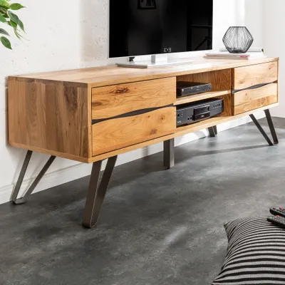 Produktbild von riess-ambiente Massives TV-Board LIVING EDGE 160cm Wildeiche geölt Baumkanten Lowboard TV-Schrank Kommode