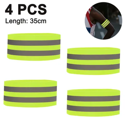 A collage of high-visibility armbands with a detail image of one being worn.