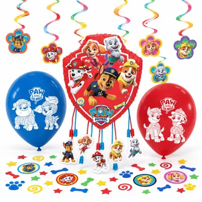 Produktbild von Partyset Paw Patrol Geburtstagsdeko Pinata Kindergeburtstag Deko Set Dekoration Hunde Polizei bunt