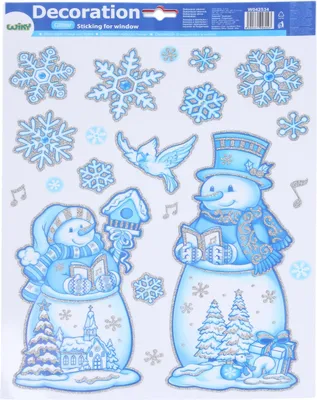 Image de Décoration de fenêtre 41 x 29 cm Bonhommes de neige NOËL