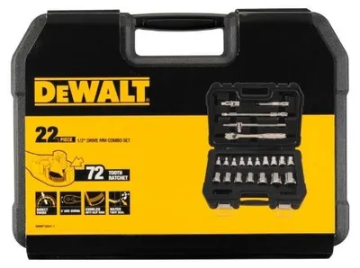 Image de Coffret de douilles DeWalt 22 pièces avec cliquet 1/2" DWMT19241-1