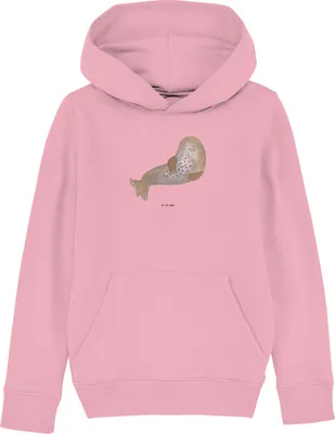 Produktbild von Mr. & Mrs. Panda Kinderpullover Robbe Lachen 7-8 Jahre (122/128) - Baumwolle Pink - Geschenk, Ostsee, Robben, Nordsee, Seehund, Hoodie, Hoody, Lustige Sprüche, Pulli, Strand