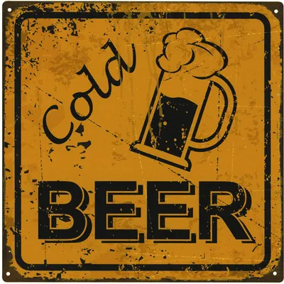 Produktbild von Moritz Deko Blechschild Kaltes Bier Cold Beer Metallschild Retro Vintage-Design zur Dekoration Wanddekoration