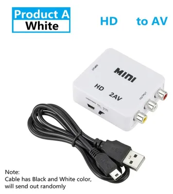 Produktbild von HDMI-AV-Konverter 1080p für HDMI-zu-Cinch oder Cinch-zu-HDMI, Video- und Audioübertragung HDTV2AV White