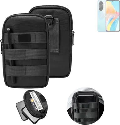 Produktbild von K-S-Trade Holster Gürtel Tasche kompatibel mit Oppo A98 5G Handy Tasche Schutz Hülle dunkel-grau viele Fächer, 1x