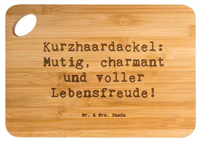 Produktbild von Mr. & Mrs. Panda Frühstücksbrettchen Spruch Mutiger Dackel - Transparent - Geschenk, Hunde, mutig, Hackbrett, treue Begleiter, Brett, holzschneidebrett, Schneidebrett