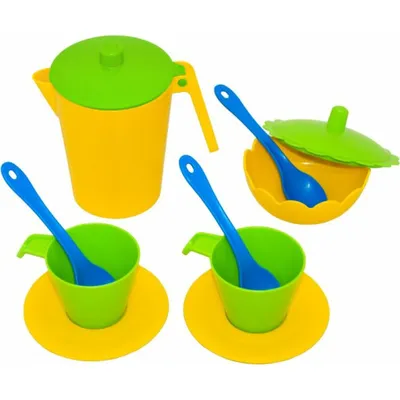 Produktbild von 11 teiliges Kinder Küche Geschirr Set Kaffeeservice Kanne Tassen Teller Löffel