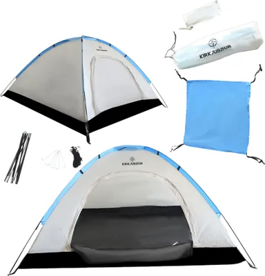 Produktbild von KIRKJUBØUR® "Vindr" 2 Personen-Camping-Zelt, wasserdicht, UV-Schutz 50+, leicht & stabil, inkl. Zubehör & Tragetasche, schnell aufbaubar weiß | KJ-112