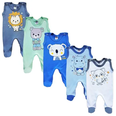 Productafbeelding van Unisex babyrompertjes, 5-pack - 100% katoen met cartoonprint