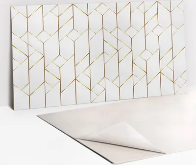 Obrázek produktu pro Ochranný Panel PVC - Samolepicí Vinylové Dlaždice na Stěnu - 100 x 50 - Módní zlaté linie